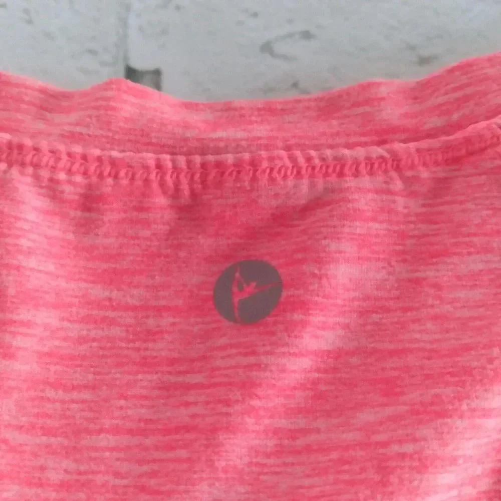 90 Degree by Reflex Top Girls M 10 Heathered Pink Neon Buttery Soft Thumb Holes